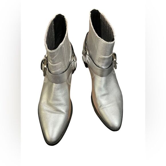 BIBI LOU | silver boots booties metallic 40 anthropologie - Picture 1 of 8